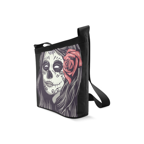 Sugar Skull Day of the Dead Girl Red Rose Crossbody Bags (Model 1613)