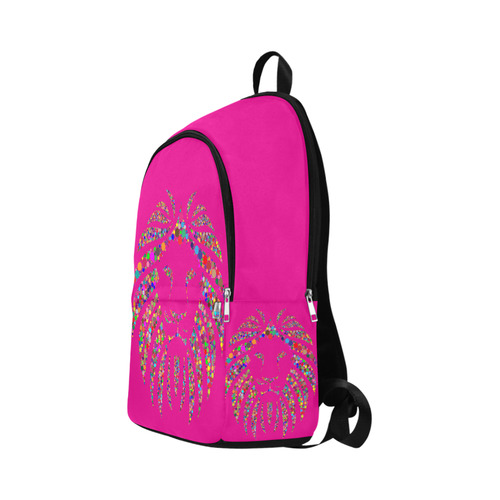 Abstract Lion Face Hot Pink Fabric Backpack for Adult (Model 1659)