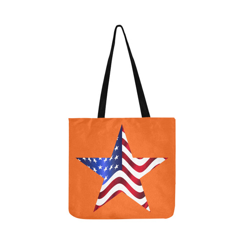 Wavy Flag Star Orange Reusable Shopping Bag Model 1660 (Two sides)