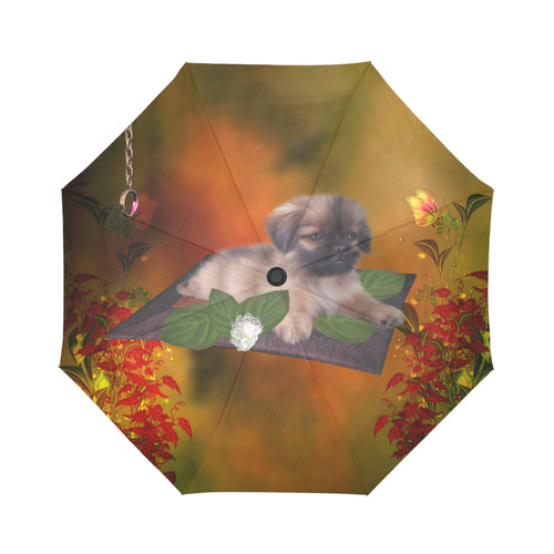 Cute lttle pekinese, dog Auto-Foldable Umbrella (Model U04)
