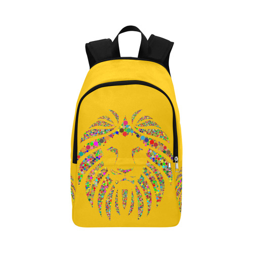 Abstract Lion Face Yellow Fabric Backpack for Adult (Model 1659)