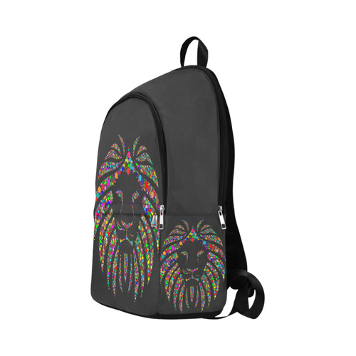 Abstract Lion Face Black Fabric Backpack for Adult (Model 1659)