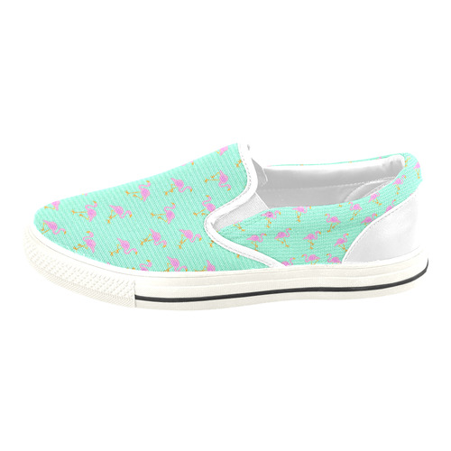 Pink and Green Flamingo Pattern Slip-on Canvas Shoes for Kid (Model 019)