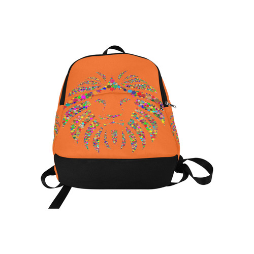 Abstract Lion Face Orange Fabric Backpack for Adult (Model 1659)