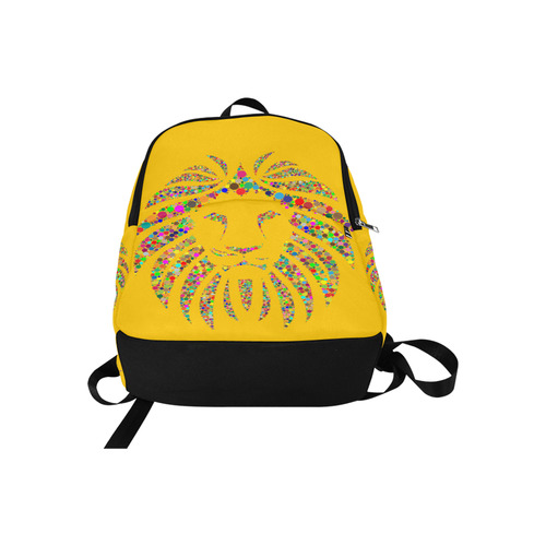 Abstract Lion Face Yellow Fabric Backpack for Adult (Model 1659)