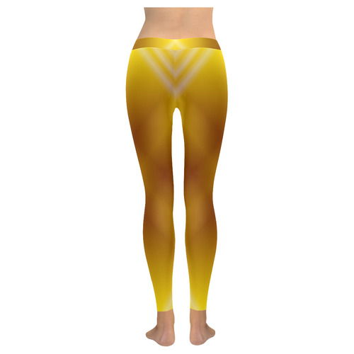 Golden Yellow and Orange Tartan Plaid Women's Low Rise Leggings (Invisible Stitch) (Model L05)