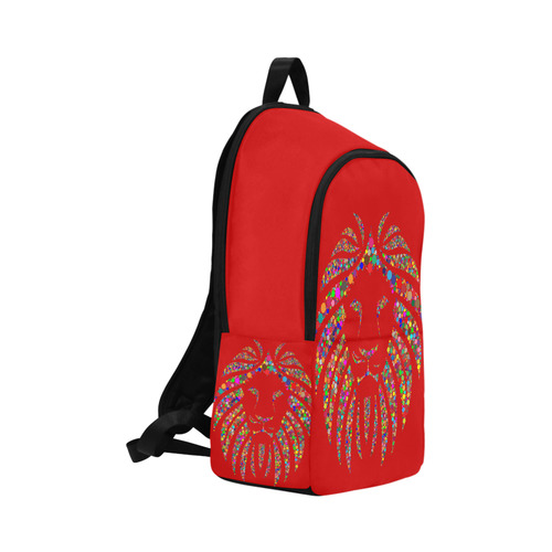 Abstract Lion Face Red Fabric Backpack for Adult (Model 1659)