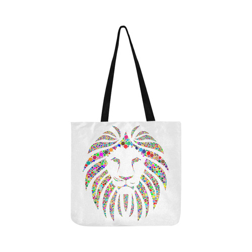 Abstract Lion Face White Reusable Shopping Bag Model 1660 (Two sides)
