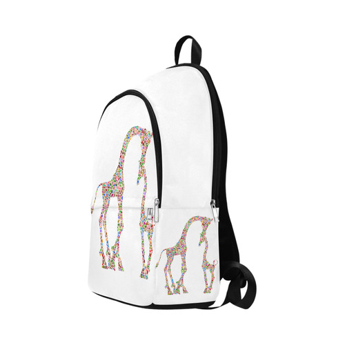 Mother And Baby Giraffe White Fabric Backpack for Adult (Model 1659)