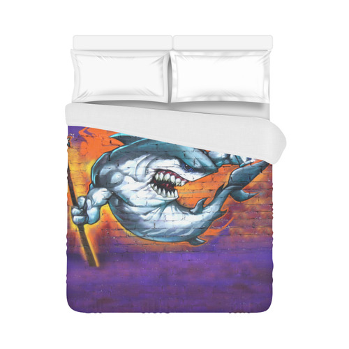 Graffiti Shark Brick Wall Duvet Cover 86"x70" ( All-over-print)