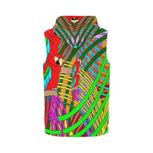 abstract parrot All Over Print Sleeveless Zip Up Hoodie for Men (Model H16)