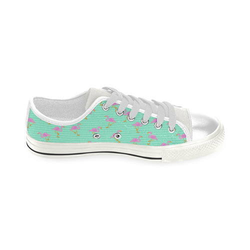 Pink and Green Flamingo Pattern Low Top Canvas Shoes for Kid (Model 018)