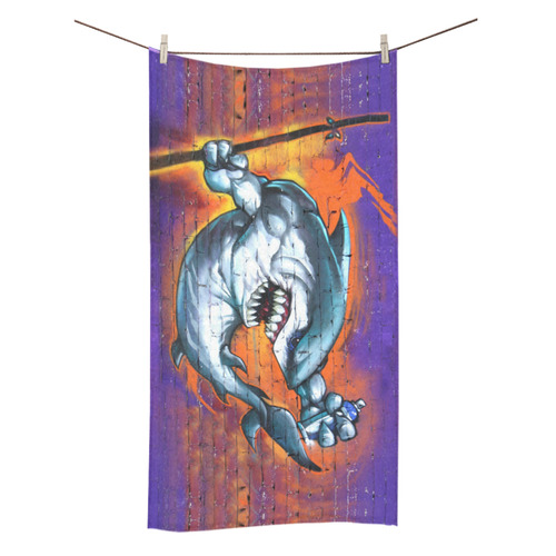 Graffiti Shark Brick Wall Bath Towel 30"x56"