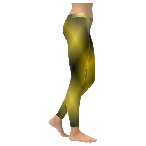 Gold and Black Tartan Plaid Women's Low Rise Leggings (Invisible Stitch) (Model L05)