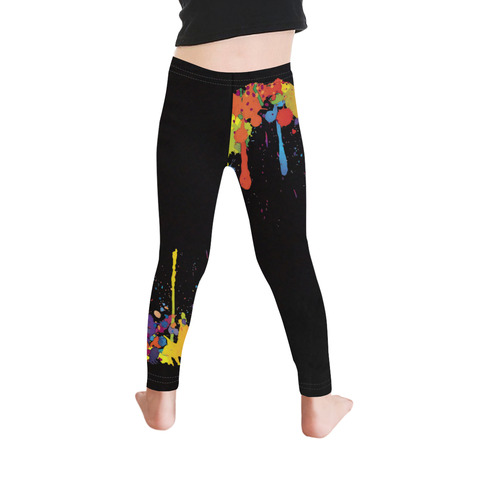 Crazy multicolored running SPLASHES Kid's Ankle Length Leggings (Model L06)