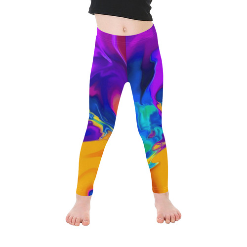 The PERFECT WAVE abstract multicolored Kid's Ankle Length Leggings (Model L06)