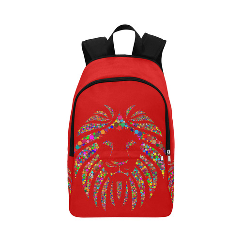 Abstract Lion Face Red Fabric Backpack for Adult (Model 1659)