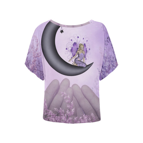 Wonderful fairy on the moon Women's Batwing-Sleeved Blouse T shirt (Model T44)