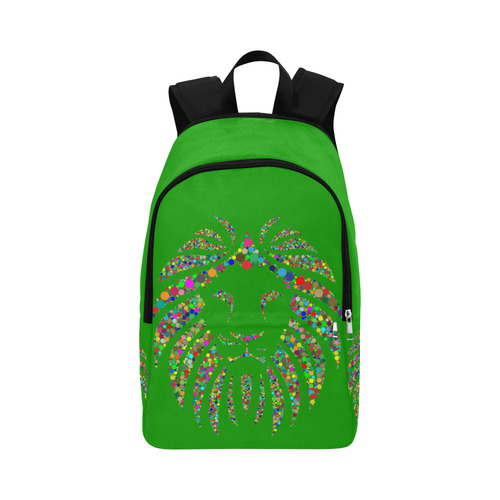 Abstract Lion Face Green Fabric Backpack for Adult (Model 1659)