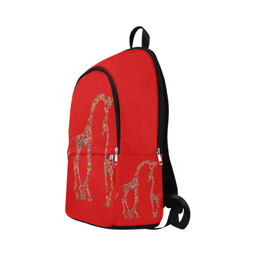 Mother And Baby Giraffe Red Fabric Backpack for Adult (Model 1659)