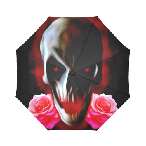 Abstract skull with roses Auto-Foldable Umbrella (Model U04)