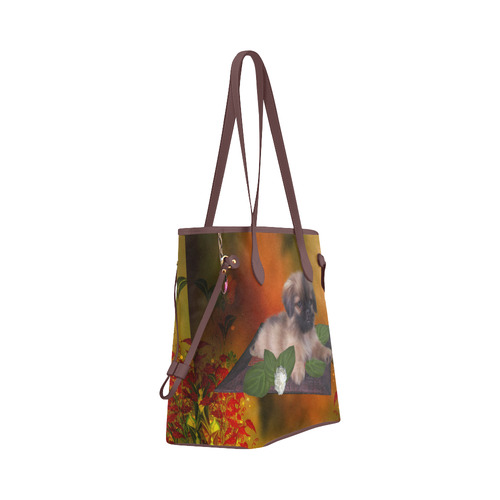 Cute lttle pekinese, dog Clover Canvas Tote Bag (Model 1661)