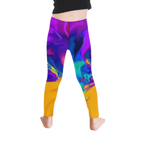The PERFECT WAVE abstract multicolored Kid's Ankle Length Leggings (Model L06)