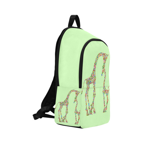 Mother And Baby Giraffe Light Green Fabric Backpack for Adult (Model 1659)