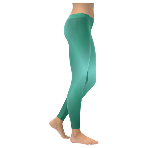 Mint Green Tartan Plaid Women's Low Rise Leggings (Invisible Stitch) (Model L05)