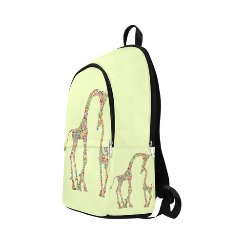 Mother And Baby Giraffe Light Yellow Fabric Backpack for Adult (Model 1659)