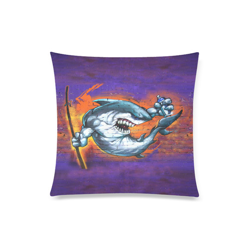 Graffiti Shark Brick Wall Custom Zippered Pillow Case 20"x20"(Twin Sides)