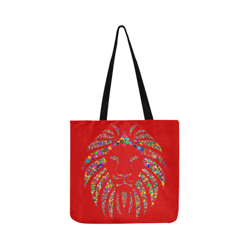 Abstract Lion Face Red Reusable Shopping Bag Model 1660 (Two sides)