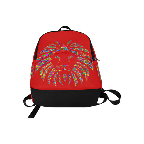 Abstract Lion Face Red Fabric Backpack for Adult (Model 1659)