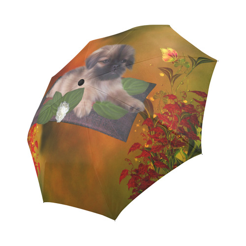 Cute lttle pekinese, dog Auto-Foldable Umbrella (Model U04)