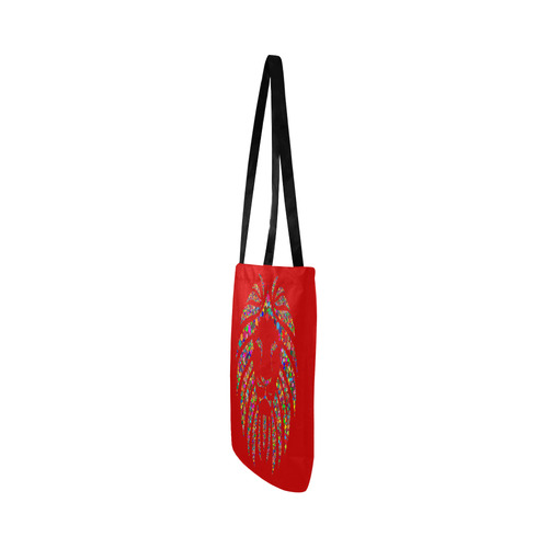 Abstract Lion Face Red Reusable Shopping Bag Model 1660 (Two sides)
