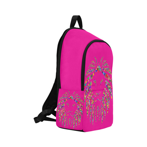 Abstract Lion Face Hot Pink Fabric Backpack for Adult (Model 1659)