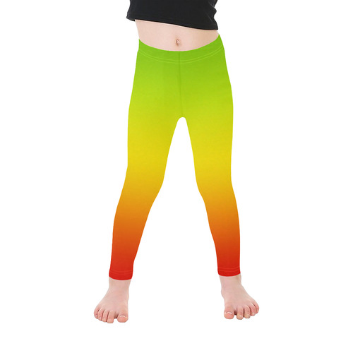 Rastafari Gradient Green Yellow Red Kid's Ankle Length Leggings (Model L06)