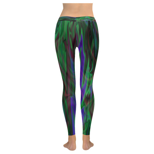 Pastel Iridescent Marble Waves Pattern Women's Low Rise Leggings (Invisible Stitch) (Model L05)