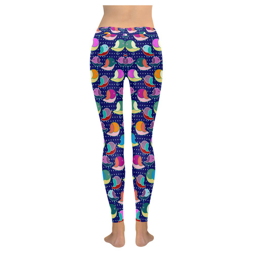 Simply Geometric Cute Birds Pattern Colored Women's Low Rise Leggings (Invisible Stitch) (Model L05)