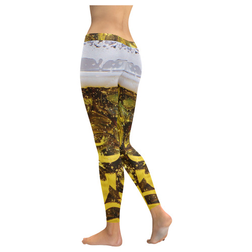 Photography - real GLASS OF BEER Women's Low Rise Leggings (Invisible Stitch) (Model L05)