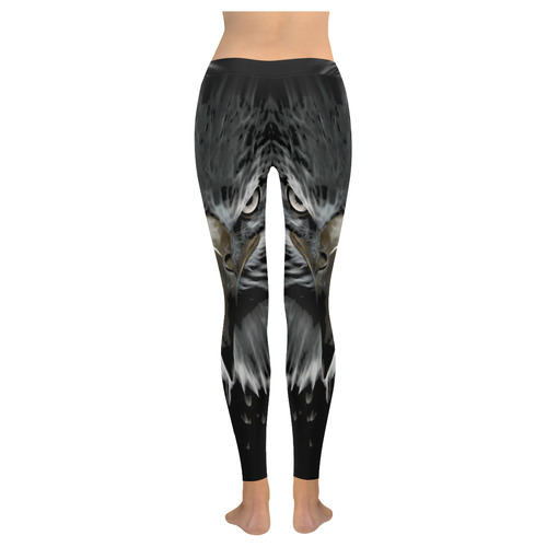 Strong EAGLE Face black Women's Low Rise Leggings (Invisible Stitch) (Model L05)