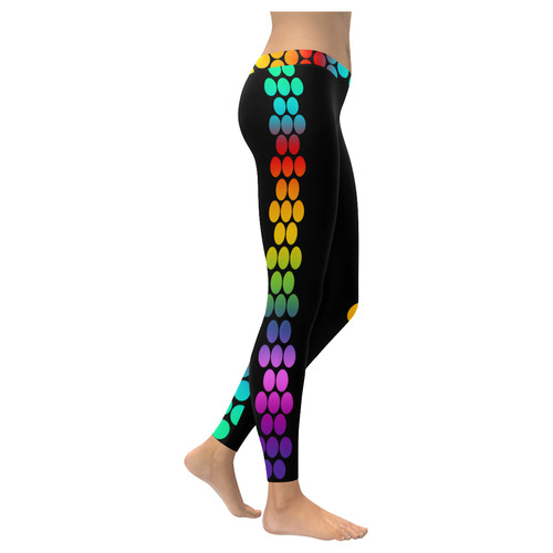 Big Dots Border Gradients Colored Women's Low Rise Leggings (Invisible Stitch) (Model L05)