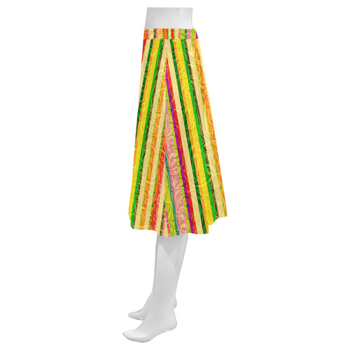 Colorful Stripes on Curls Pattern Mnemosyne Women's Crepe Skirt (Model D16)