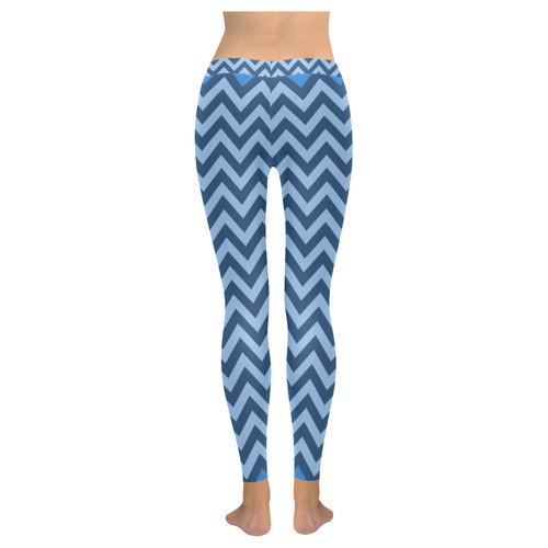 Chevron ZigZag black & white transparent Women's Low Rise Leggings (Invisible Stitch) (Model L05)