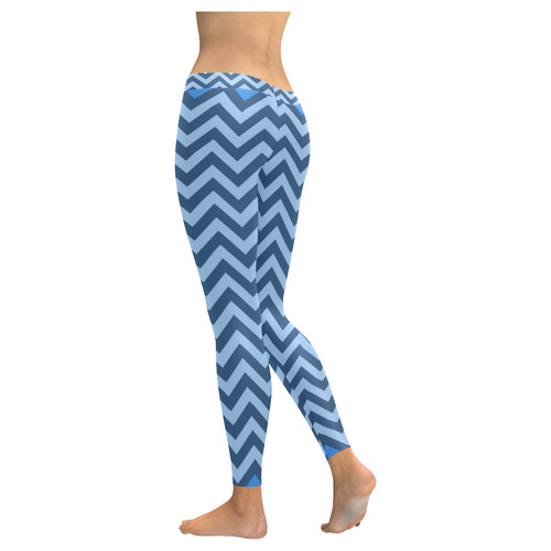 Chevron ZigZag black & white transparent Women's Low Rise Leggings (Invisible Stitch) (Model L05)