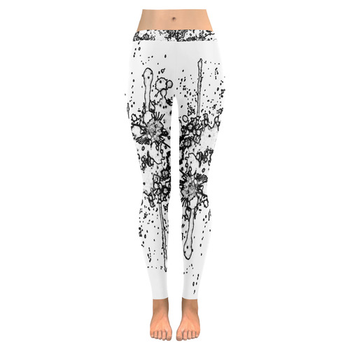 CRAZY multicolored double running SPLASHES Women's Low Rise Leggings (Invisible Stitch) (Model L05)