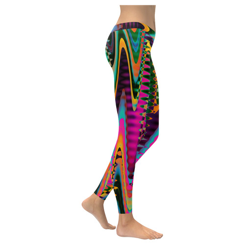 WAVES DISTORTION chevrons multicolored Women's Low Rise Leggings (Invisible Stitch) (Model L05)