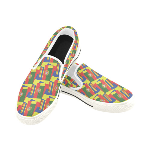 PORTUGAL (ABSTRACT) 2 Women's Slip-on Canvas Shoes/Large Size (Model 019)