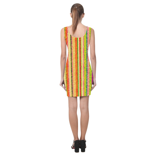 Colorful Stripes on Curls Pattern Medea Vest Dress (Model D06)