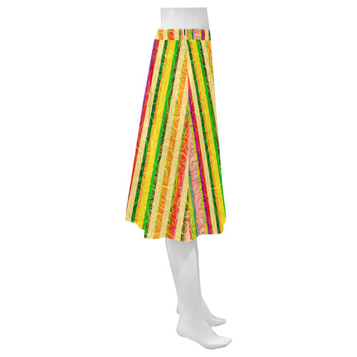 Colorful Stripes on Curls Pattern Mnemosyne Women's Crepe Skirt (Model D16)